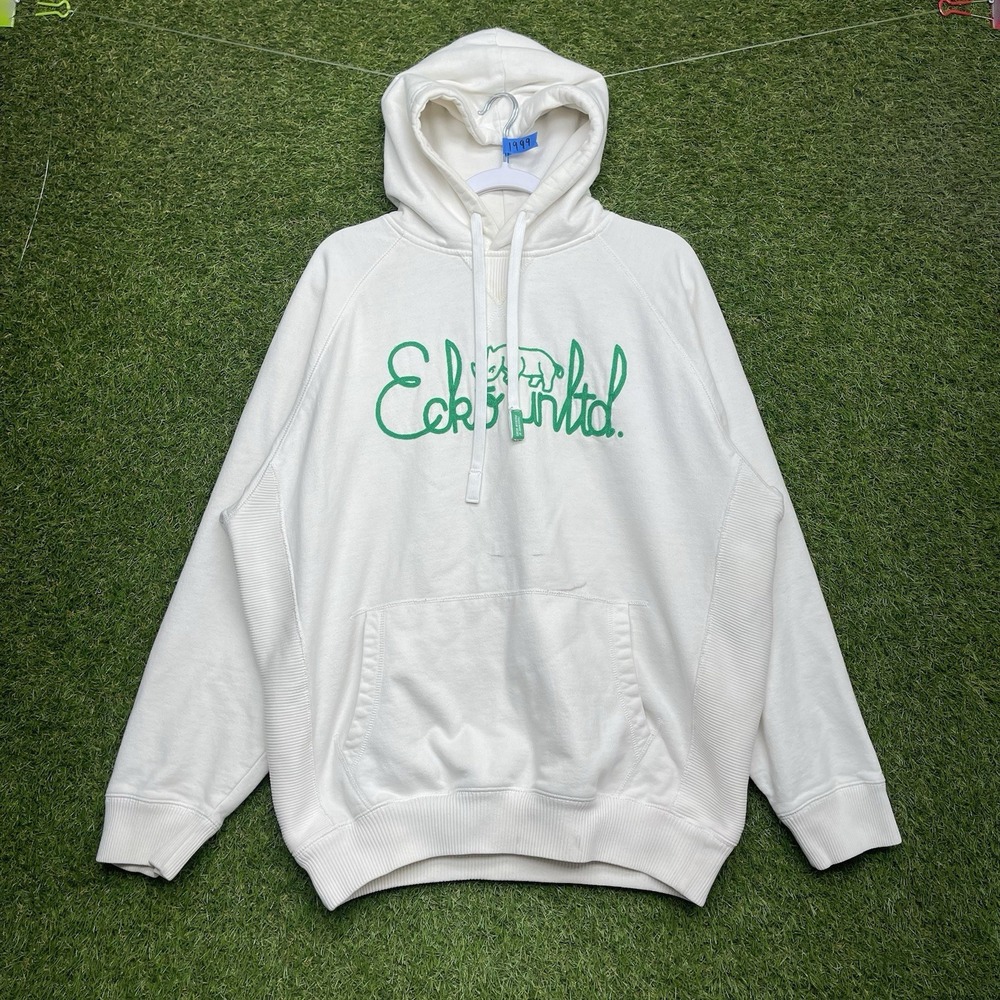 Ecko Unltd. Hoodie Mens Large Graphic Logo White Chainstitch Pullover Fleece y2k